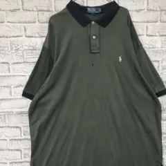ラルフローレン！ポロシャツ！半袖　ロゴ刺繍 グリーン2XL0520