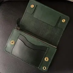 姫路レザー　ミドルトラッカーウォレット【3層/手染め/ハンドメイド】