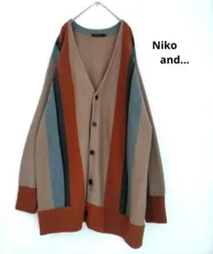 Niko and… ストライプBIGVネック カーディガン