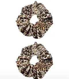 【新品未使用】ヒョウ柄シュシュ 2個セット