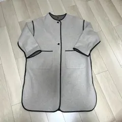 Kastane パイピングガウンコート/ノーカラーコート　ライトベージュ