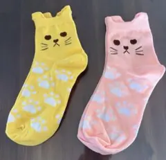 レディース猫柄靴下２足