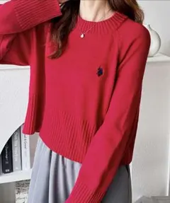 【U.S. POLO ASSN.】 ショート丈ニット　レディース　ピンク　ニット