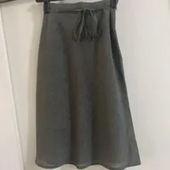リボン付きグレー フレアスカート