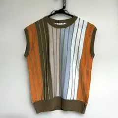 【新品タグ付】FENNEL マルチカラー ラメストライプニットベスト　ヤマダヤ