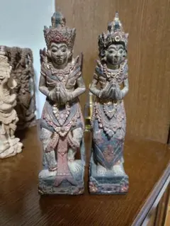総柘植材 仏教工芸品 時代彫刻 一刀彫 極上彫 木彫仏像 四天王立像