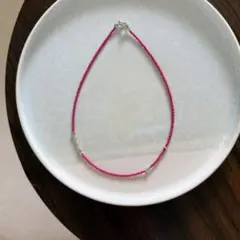 カラー　ピンク　シンプル　ビーズネックレス
