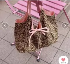 新品未開封　SOLLON ソルロン ヒョウ柄 トートバッグ ピンク