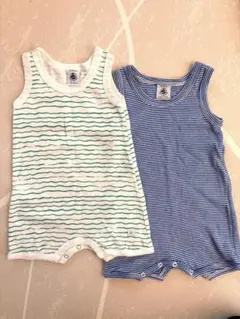 （専用）PETIT BATEAU ノースリーブ ロンパース 2枚セットのサムネイル