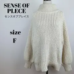 【a2064】センスオブプレイス 美品 メランジ ハイネック ニット F