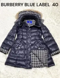 バーバリーブルーレーベル　美品　ダウン　ノバチェック　ホースロゴ　L