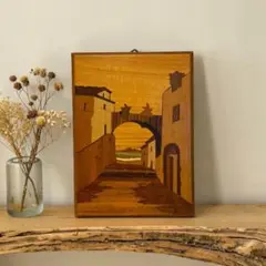 木象嵌風景画　ウォールアート　イタリア製　寄木細工　象嵌細工のサムネイル