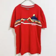 エディーバウアー Tシャツ クルーネック 半袖 山森柄 L 赤 綿アウトドアのサムネイル