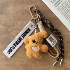 じゃらじゃらキーホルダー くま バッグチャーム f キャメル 韓国 バレンタイン