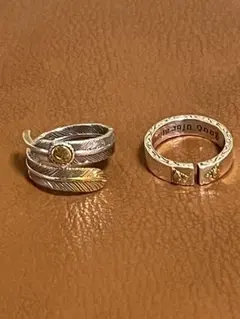 2個シルバー925 メキシカンジュエリーフェザーウイングホルス 神の目リング