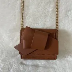 【FRAY I.D. 】リボン　ミニチェーンショルダーバッグ ブラウン訳アリのサムネイル