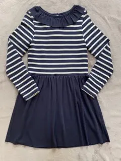 プチバトー ラメマリニエール 長袖ワンピース 8ans 128cm