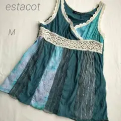 フリルブラウス　レディース　かわいい　ノースリーブ　ブラウス　レース　フリル　M