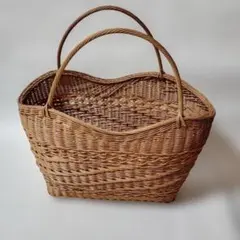 藤バスケット 大きいサイズ 買い物かご 大きめ編み込みかごバッグ