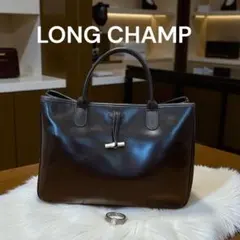 LONG CHAMP ダークブラウン トートバッグ