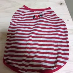 犬服 赤と白のストライプ I ❤️ クマ刺繍Ｌサイズ定価4400円接触冷感