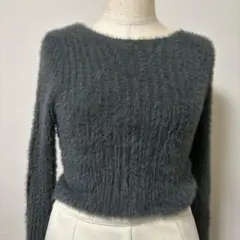 SHEIN フワフワグレーニット Mサイズ ボタン付き