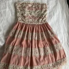 ストラップレス ピンク パーティードレス