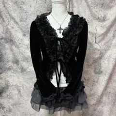 y2k 00s ダークコア　ゴス　フリル　ダブルリボン　ボレロ　ネオグランジ