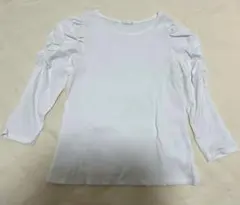 GU ジーユー　リプボリュームスリーブT 7分丈　ホワイト　M