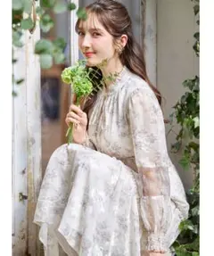 新品未開封＊トッコ　フラワージャガードリボンレースワンピース　春夏上品清楚華やか