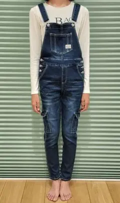 ダークブルー デニム サロペット Lサイズ