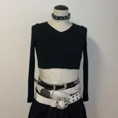 y2k クロップド長袖トップス