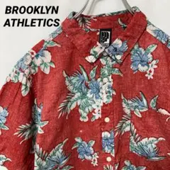 N-5557 BROOKLYN ATHLETICS アロハシャツ 花柄 XL