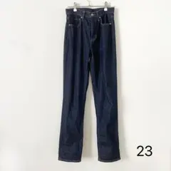 美品◇ユニクロ｜スリムストレートハイライズジーンズ 23 ネイビー