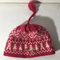 【個性派古着】激レア！カナダ製　ニットキャップ　ポンポン付き　ワンポイント付き