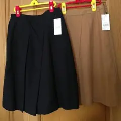 未使用タグ付き　アシンメトリータックスカート　キャメル色　イーハイフン
