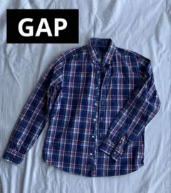 GAP 綿100% シャツ　ブルー 　 　　チェック柄　SだけどM感
