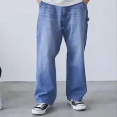 【coen】未使用タグ付き ワイドレッグデニムライトブルー