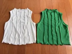 ノースリーブ　タンクトップ11-12Y 2枚セット ホワイト グリーンのサムネイル