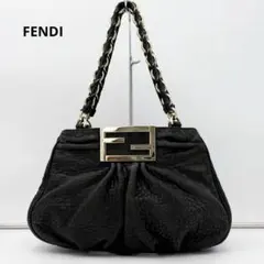 t09【極美品】フェンディ　キャナイ　レザー　ブラック　チェーン　ショルダー フェンディのチェーンショルダーバッグ「キャナイ」 | Precious