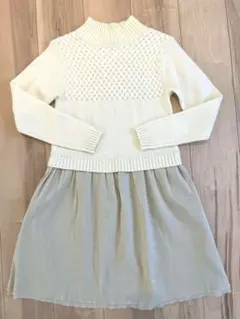 Bebe ワンピース 150 白ニットチュールワンピース