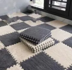 グレーとホワイトのチェックマット12枚