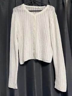 GU リブ編み ホワイトカーディガン XL