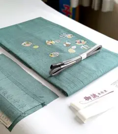 手描きろうけつ染め9寸名古屋、葉の集い、阿部容子一点しかない希少な