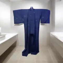 紺色 小花柄 最良質紬 上品 夏訪問着 夏きもの 新品未使用