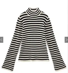 GRL ボーダー柄フレアスリーブリブニットトップス[k9086b] Fサイズ