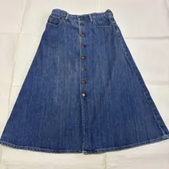 フロントボタン デニム フレアスカート ロング丈のサムネイル