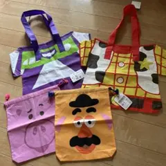 未使用ディズニー　トイストーリー　ペーパーバッグ4点セット　バズ・ウッディ・ハム