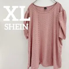 ⭐️SHEIN 【2XL】 ピンク レース編み Tシャツ 半袖 カットソーのサムネイル