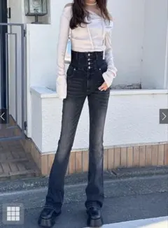 【お得】GRL ハイウエストストレッチフレアデニムパンツ